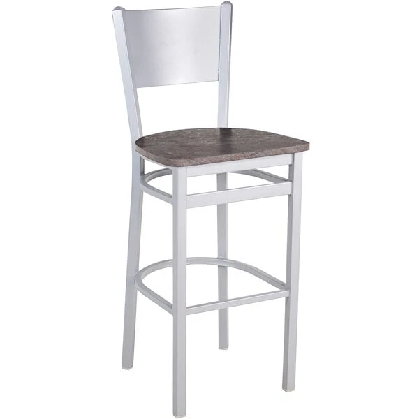 Wholesale 🛒 BFM Seating 2140BRCR-SM Axel Silver Mist Steel Solid Back Barstool With Relic Rustic Copper Melamine Seat 👏