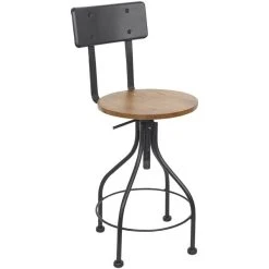 Coupon 🔥 BFM Seating Lincoln Screw Sand Black Steel Barstool With Autumn Ash Veneer Wood Seat 🥰