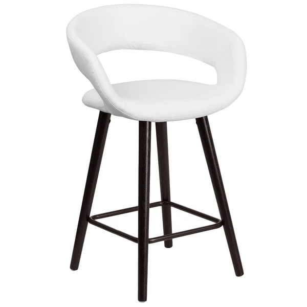 Hot Sale ๐งจ Flash Furniture CH-152561-WH-VY-GG Brynn Series Cappuccino Wood Counter Height Stool With White Vinyl Seat ๐คฉ