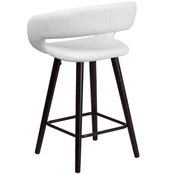 Hot Sale ๐งจ Flash Furniture CH-152561-WH-VY-GG Brynn Series Cappuccino Wood Counter Height Stool With White Vinyl Seat ๐คฉ - Image 2