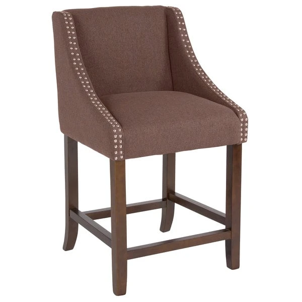 Top 10 ๐ Flash Furniture CH-182020-24-BN-F-GG Carmel Series Counter Height Stool In Brown Fabric With Walnut Frame And Nail Trim Accent ๐ฅ