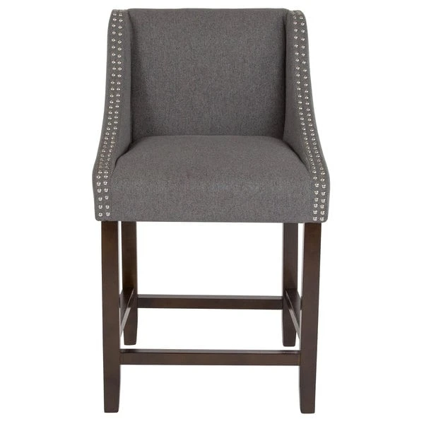 Budget 🛒 Flash Furniture CH-182020-24-DKGY-F-GG Carmel Series Counter Height Stool In Dark Gray Fabric With Walnut Frame And Nail Trim Accent ✨ - Image 3