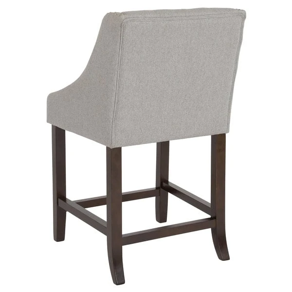Hot Sale ❤️ Flash Furniture CH-182020-T-24-LTGY-F-GG Carmel Series Counter Height Stool In Light Gray Tufted Fabric With Walnut Frame And Nail Trim Accent 🤩 - Image 2