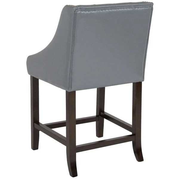 Best deal 💯 Flash Furniture CH-182020-T-24-LTGY-GG Carmel Series Counter Height Stool In Tufted Gray Leather With Walnut Frame And Nail Trim Accent 😉 - Image 2