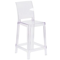 Buy ???? Flash Furniture OW-SQUAREBACK-24-GG Ghost Transparent Polycarbonate Outdoor / Indoor Counter Height Stool With Square Back ????