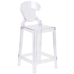 Flash Sale ⌛ Flash Furniture OW-TEARBACK-24-GG Ghost Transparent Polycarbonate Outdoor / Indoor Counter Height Stool With Tear Back ????