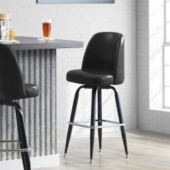 Best reviews of 🔥 Lancaster Table & Seating Black Barstool With 18" Wide Bucket Seat 👏