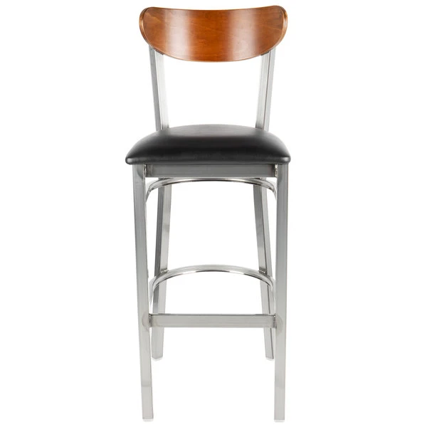 Best reviews of 😍 LT&S Boomerang Series Lancaster Table & Seating Boomerang Bar Height Clear 🧥 Coat Chair With Black Vinyl Seat And Antique Walnut Back 💯 - Image 4