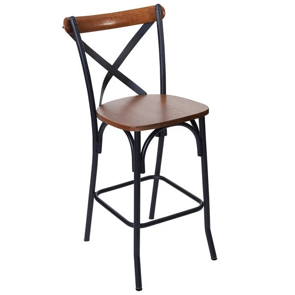 Best deal 😀 BFM Seating JS88HASH-AASB Henry Sand Black Steel X-Back Counter Height Stool With Autumn Ash Wooden Back And Seat 😉