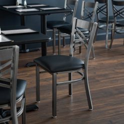 Best reviews of ???? Lancaster Table & Seating Clear ???? Coat Steel Cross Back Chair With 2 1/2" Black Padded Seat ????