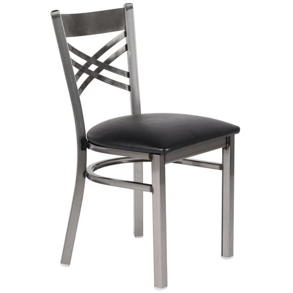 Best reviews of 🛒 Lancaster Table & Seating Clear 🧥 Coat Steel Cross Back Chair With 2 1/2" Black Padded Seat 🥰 - Image 2
