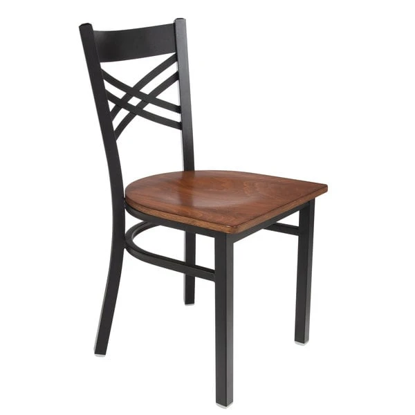 Best reviews of 🔔 Lancaster Table & Seating Black Cross Back Chair With Antique Walnut Seat ⭐ - Image 2