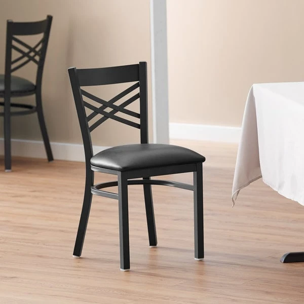 Wholesale ๐ Lancaster Table & Seating Black Cross Back Chair With 2 1/2" Padded Seat โจ