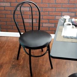 New 💯 Lancaster Table & Seating Black Hairpin Cafe Chair With 1 1/4" Padded Seat 😉