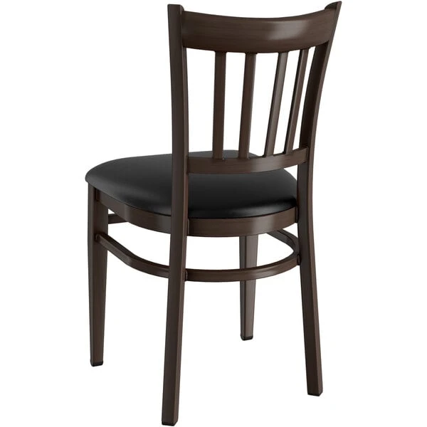 Cheapest ๐ LT&S Spartan Series Lancaster Table & Seating Spartan Series Metal Slat Back Chair With Walnut Wood Grain Finish And Black Vinyl Seat ๐งจ - Image 3