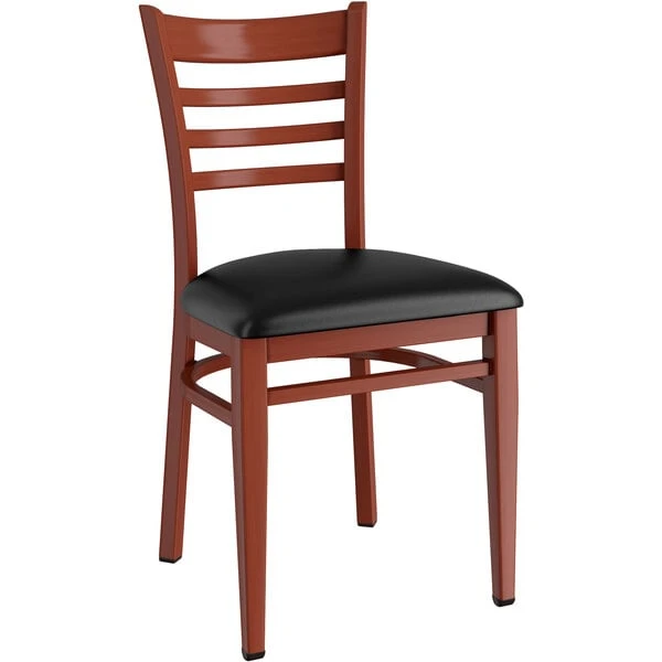 Top 10 ๐ LT&S Spartan Series Lancaster Table & Seating Spartan Series Metal Ladder Back Chair With Mahogany Wood Grain Finish And Black Vinyl Seat ๐ - Image 2