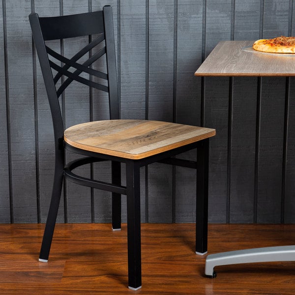 Outlet ???? Lancaster Table & Seating Black Cross Back Chair With Driftwood Seat ✨ 3 Outlet ???? Lancaster Table & Seating Black Cross Back Chair With Driftwood Seat ✨