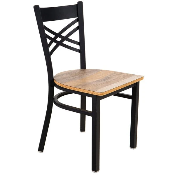 Outlet 🤩 Lancaster Table & Seating Black Cross Back Chair With Driftwood Seat ✨ - Image 2