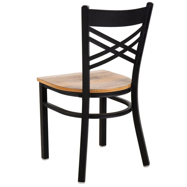 Outlet 🤩 Lancaster Table & Seating Black Cross Back Chair With Driftwood Seat ✨ - Image 3