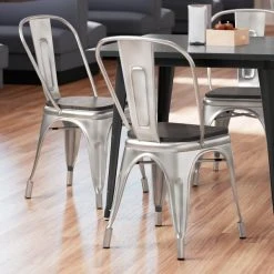 Outlet ๐ LT&S Alloy Series Lancaster Table & Seating Alloy Series Clear ๐งฅ Coated Metal Indoor Industrial Cafe Chair With Vertical Slat Back And Black Wood Seat ๐ฏ