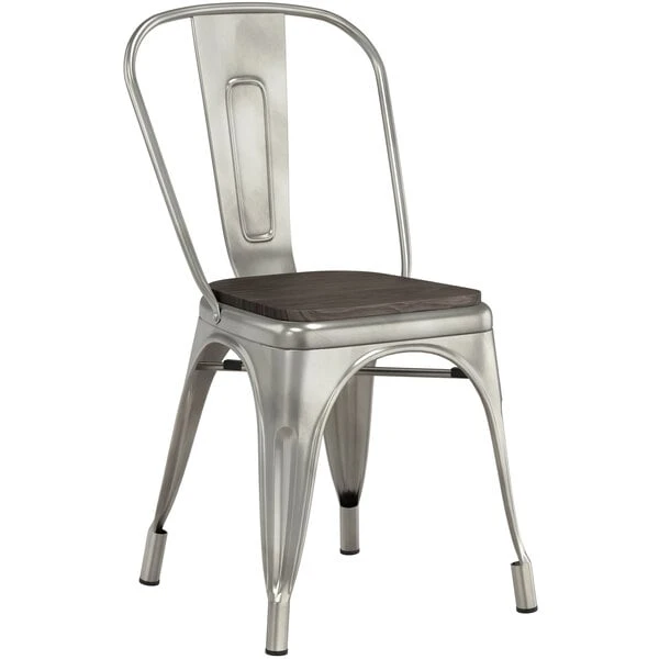 Outlet ๐ LT&S Alloy Series Lancaster Table & Seating Alloy Series Clear ๐งฅ Coated Metal Indoor Industrial Cafe Chair With Vertical Slat Back And Black Wood Seat ๐ฏ - Image 2