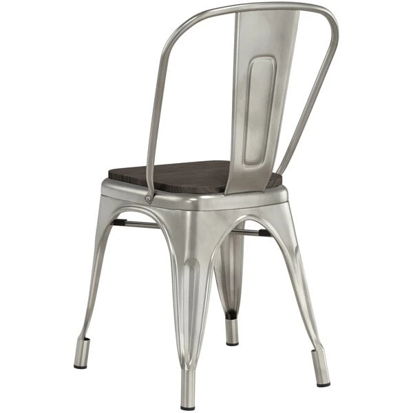 Outlet ๐ LT&S Alloy Series Lancaster Table & Seating Alloy Series Clear ๐งฅ Coated Metal Indoor Industrial Cafe Chair With Vertical Slat Back And Black Wood Seat ๐ฏ - Image 3