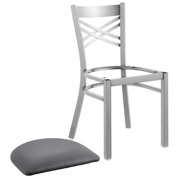 Cheap 🛒 Lancaster Table & Seating Clear 🧥 Coat Cross Back Chair With Dark Gray Padded Seat 🔔 - Image 4