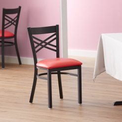 Best reviews of ✨ Lancaster Table & Seating Cross Back Black Chair With Red Vinyl Seat ????