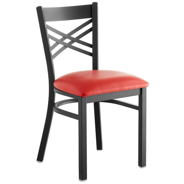 Best reviews of ✨ Lancaster Table & Seating Cross Back Black Chair With Red Vinyl Seat 🌟 - Image 2