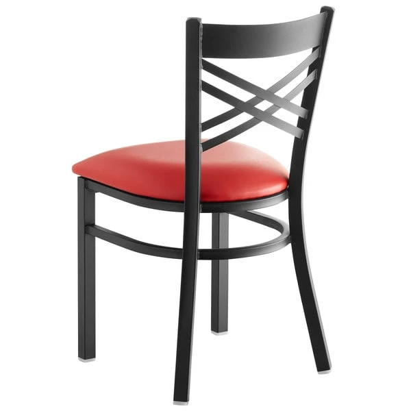 Best reviews of ✨ Lancaster Table & Seating Cross Back Black Chair With Red Vinyl Seat 🌟 - Image 3