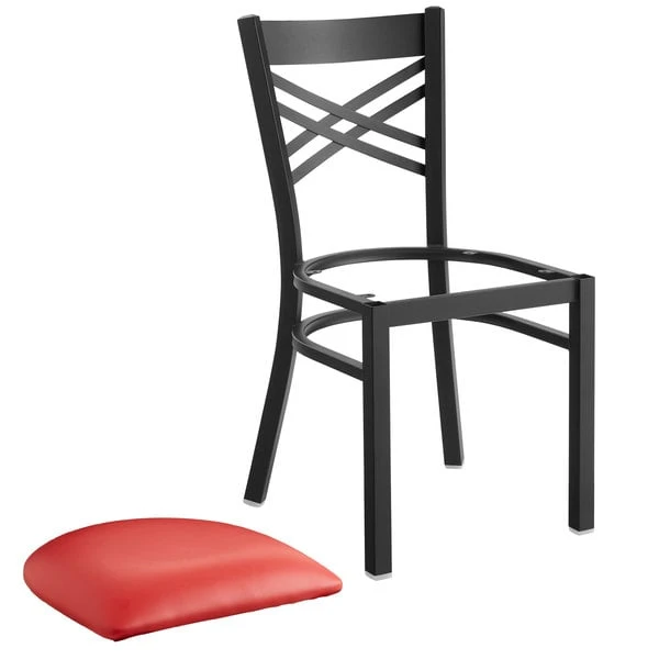 Best reviews of ✨ Lancaster Table & Seating Cross Back Black Chair With Red Vinyl Seat 🌟 - Image 4