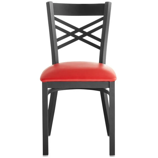Best reviews of ✨ Lancaster Table & Seating Cross Back Black Chair With Red Vinyl Seat 🌟 - Image 5