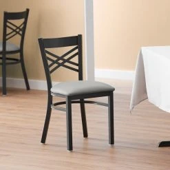 Coupon ๐ Lancaster Table & Seating Black Cross Back Chair With Light Gray Padded Seat ๐