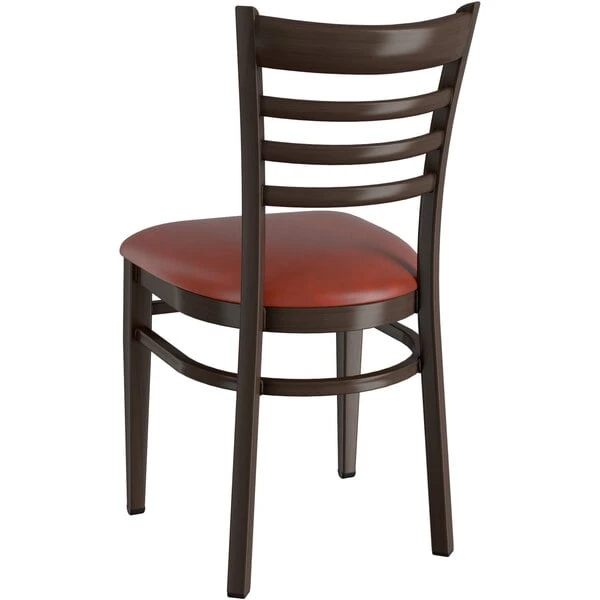 Best deal ๐ LT&S Spartan Series Lancaster Table & Seating Spartan Series Metal Ladder Back Chair With Walnut Wood Grain Finish And Burgundy Vinyl Seat โ๏ธ - Image 3