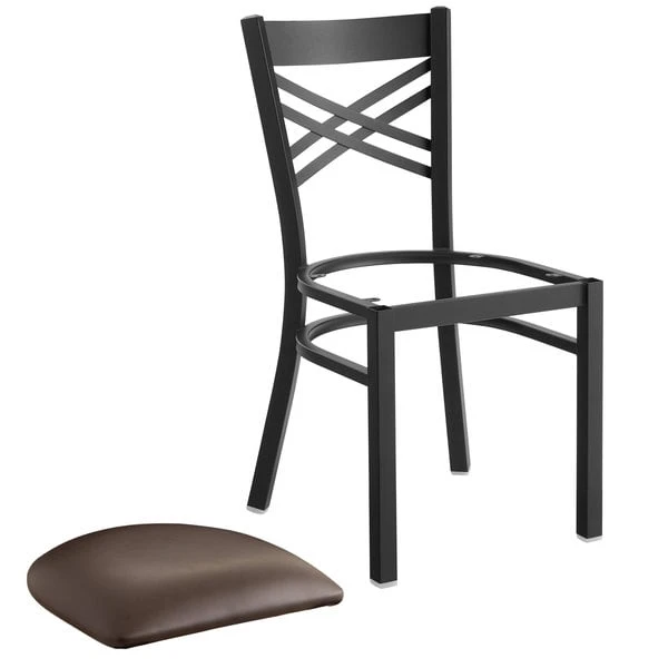 Coupon 🥰 Lancaster Table & Seating Cross Back Black Chair With Dark Brown Vinyl Seat 🤩 - Image 4