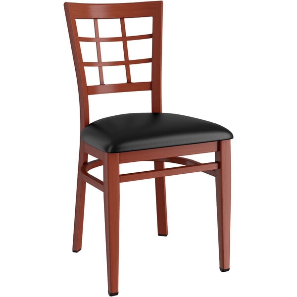 Lancaster Table & Seating Spartan Series Metal Window Back Chair with Mahogany Wood Grain Finish and Black Vinyl Seat Cheapest ???? LT&S Spartan Series Lancaster Table & Seating Spartan Series Metal Window Back Chair With Mahogany Wood Grain Finish And Black Vinyl Seat ???? -Lancaster Shop unnamed file 2610