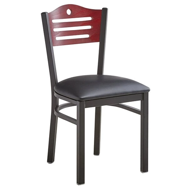 Best Sale ❤️ Lancaster Table & Seating Mahogany Finish Bistro Dining Chair With 1 1/2" Padded Seat 🔔 - Image 2
