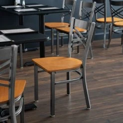 Flash Sale 𧨠Lancaster Table & Seating Clear π§₯ Coat Steel Cross Back Chair With Cherry Wood Seat π