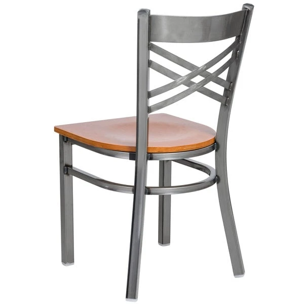 Flash Sale ๐งจ Lancaster Table & Seating Clear ๐งฅ Coat Steel Cross Back Chair With Cherry Wood Seat ๐ - Image 3