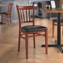 Top 10 🧨 LT&S Spartan Series Lancaster Table & Seating Spartan Series Metal Slat Back Chair With Mahogany Wood Grain Finish And Black Vinyl Seat ✔️