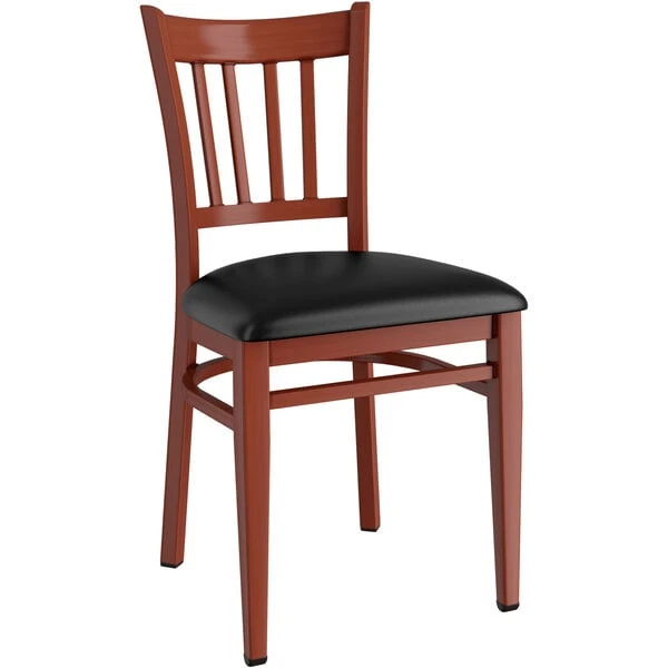 Top 10 ๐งจ LT&S Spartan Series Lancaster Table & Seating Spartan Series Metal Slat Back Chair With Mahogany Wood Grain Finish And Black Vinyl Seat โ๏ธ - Image 2