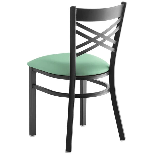 Cheap โจ Lancaster Table & Seating Black Cross Back Chair With Seafoam Padded Seat โ - Image 3