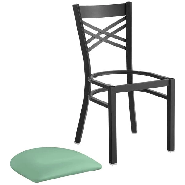 Cheap โจ Lancaster Table & Seating Black Cross Back Chair With Seafoam Padded Seat โ - Image 4