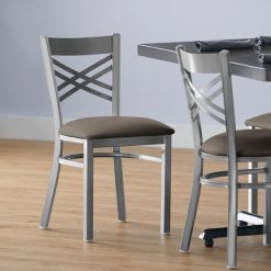 Brand new ⭐ Lancaster Table & Seating Clear ???? Coat Cross Back Chair With Taupe Padded Seat ????