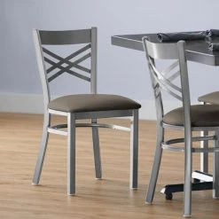 Brand new β Lancaster Table & Seating Clear π§₯ Coat Cross Back Chair With Taupe Padded Seat π