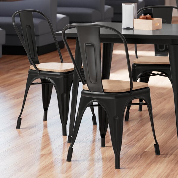 Lancaster Table & Seating Alloy Series Black Metal Indoor Industrial Cafe Chair with Vertical Slat Back and Natural Wood Seat New ???? LT&S Alloy Series Lancaster Table & Seating Alloy Series Black Metal Indoor Industrial Cafe Chair With Vertical Slat Back And Natural Wood Seat ❤️ -Lancaster Shop unnamed file 2656