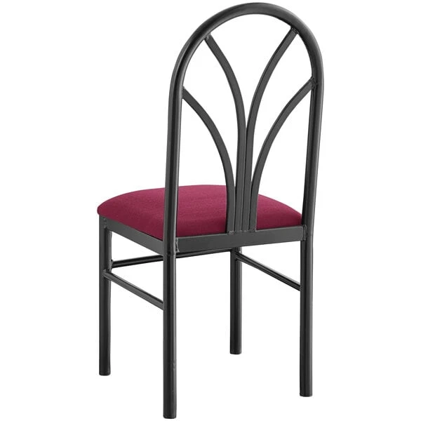 Outlet ๐ Lancaster Table & Seating Maroon 4 Spoke Restaurant Dining Room Chair With 1 3/4" Padded Seat ๐ - Image 3