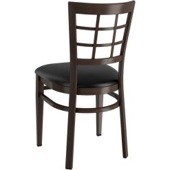 New ⌛ LT&S Spartan Series Lancaster Table & Seating Spartan Series Metal Window Back Chair With Walnut Wood Grain Finish And Black Vinyl Seat ???? -Lancaster Shop unnamed file 2679