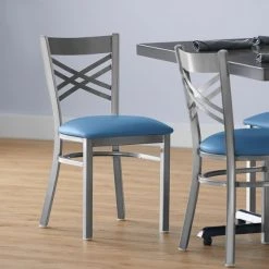 Outlet π Lancaster Table & Seating Clear π§₯ Coat Cross Back Chair With Blue Padded Seat π