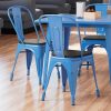Brand new ???? LT&S Alloy Series Lancaster Table & Seating Alloy Series Blue Metal Indoor Industrial Cafe Chair With Vertical Slat Back And Black Wood Seat ????